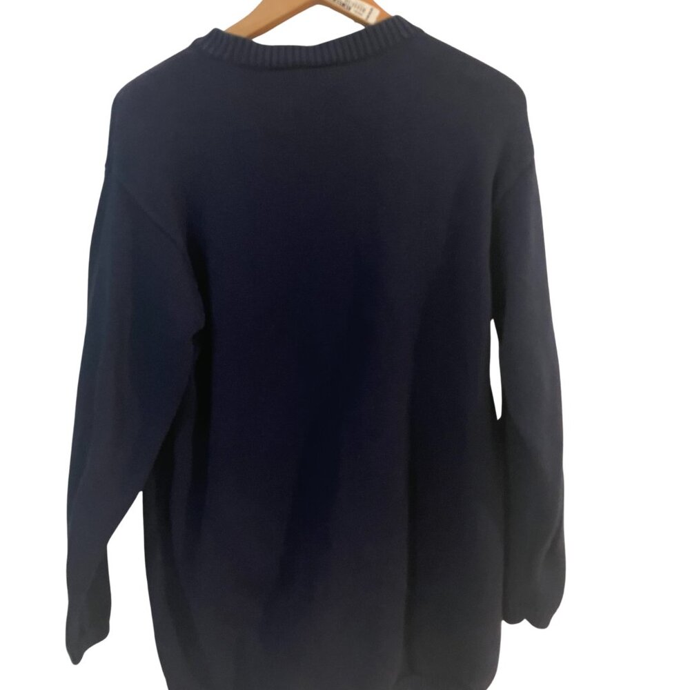 Liz Claiborne Liz&Co Petite Navy Cotton Flag Sweater Size Small - Picture 2 of 11
